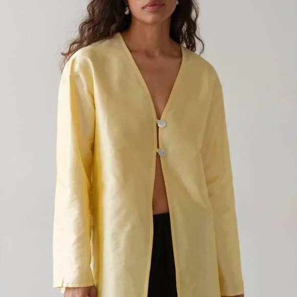 DONNI Taffeta Split Top Butter / L - Picture 3 of 3